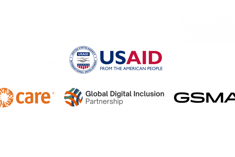 Logos of WiDEF consortium members CARE, GDIP, and GSMA